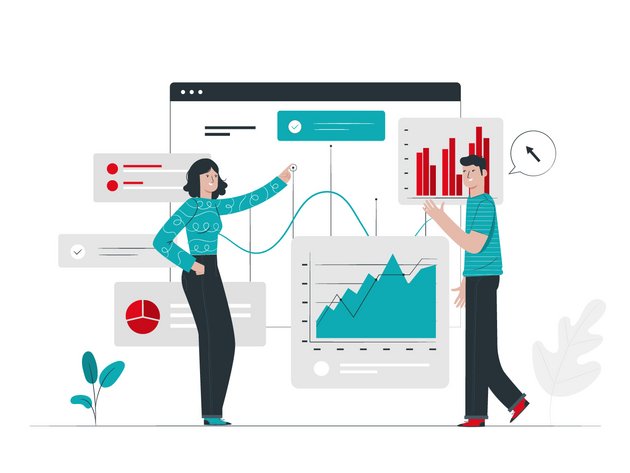 Illustration mit Diagrammen und Statistiken 