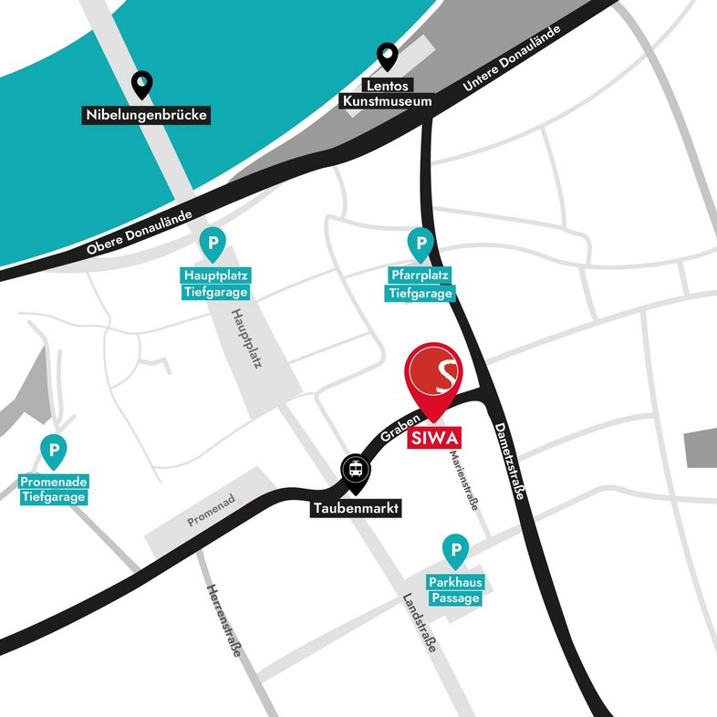 Anfahrtsplan SIWA Office Linz