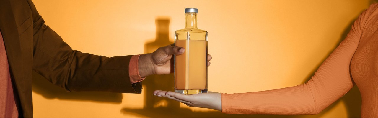 Glasflasche gefüllt