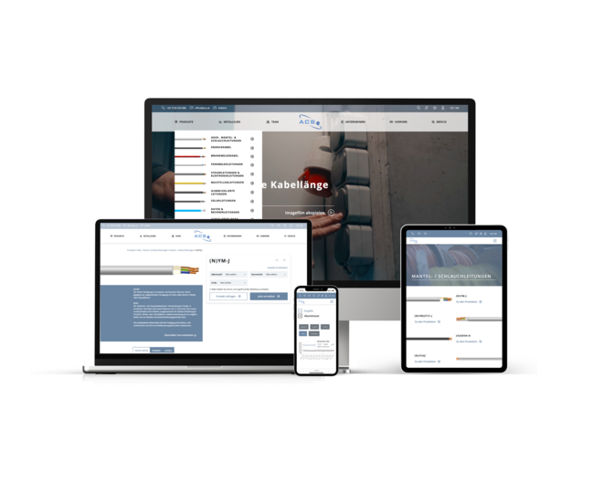 verschiedene Ansichten der ACS Website auf unterschiedlichen Medien