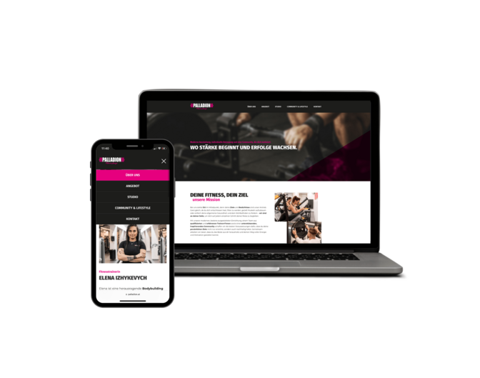 Screen MockUp Laptop und Smartphone Palladion Fitness Lounge