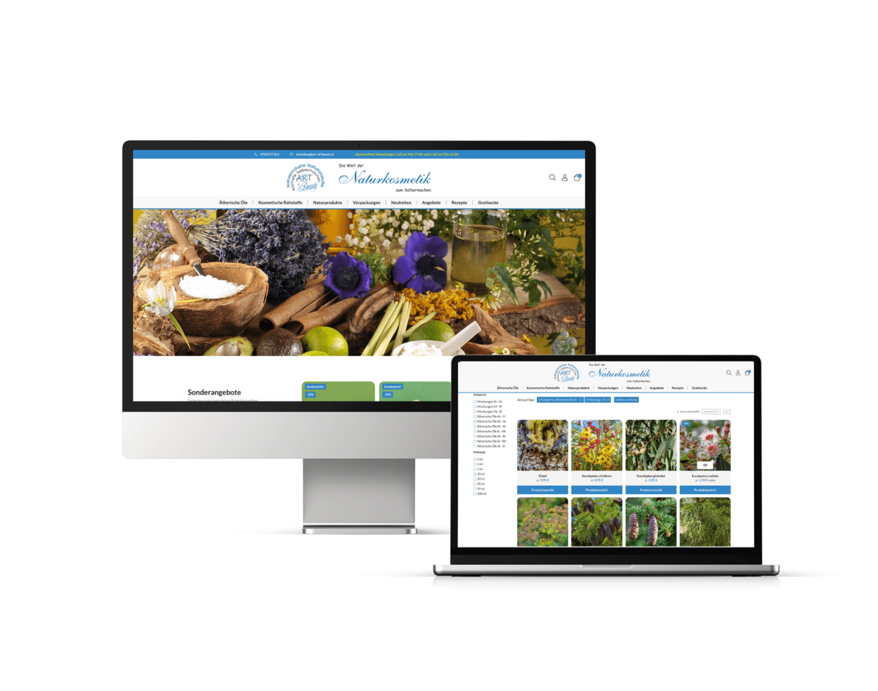 Screen Mock up vom Art of Beauty Onlineshop